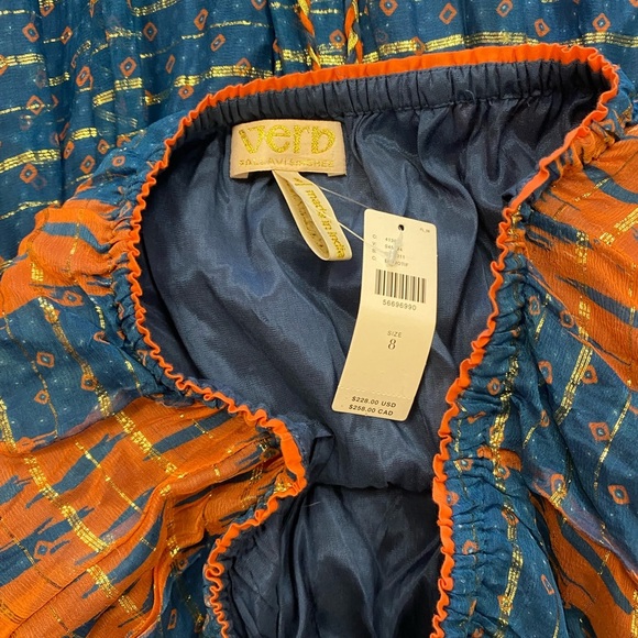 NWT Verb by Pallavi Singhee Nora Maxi Dress in Blue Motif Size 8 - Picture 11 of 16